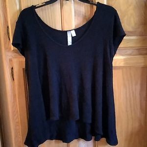 Alya Sz M Black Waffle Knit Top